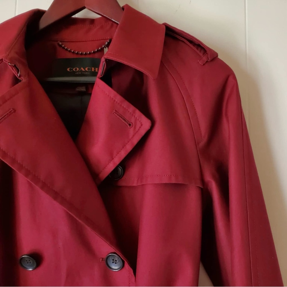 Classic Coach Short Trench Coat Oxblood Medium - Picture 4 of 15